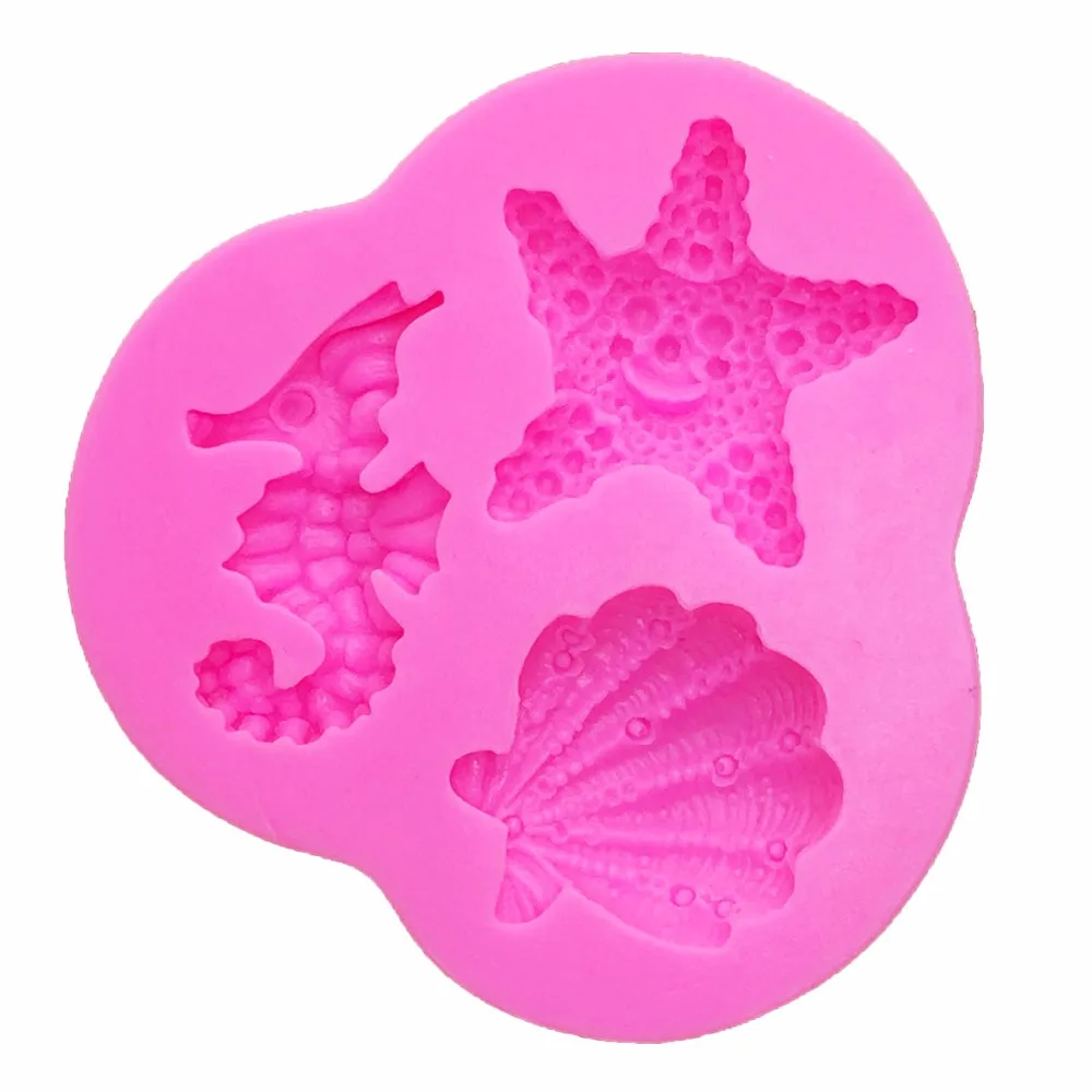 Costa de conchas de mar Estrella de mar y Seahorses molde de silicona para decoración de dulces para tartas forma de personajes de Frozen 