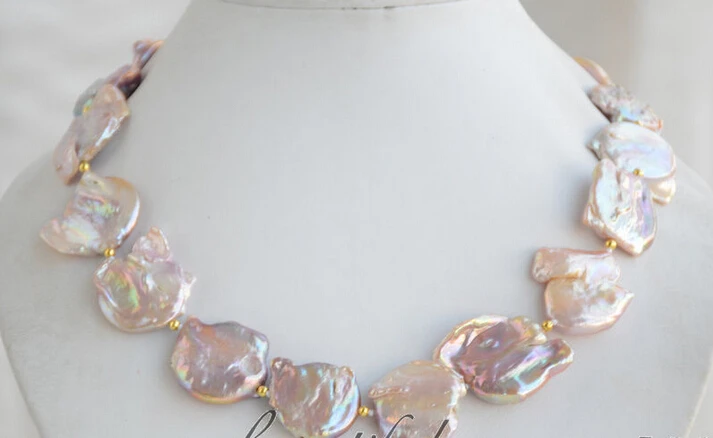 

FREE shipping>>>>>Z6506 22mm LAVENDER BAROQUE COIN KESHI REBORN PEARL BEAD NECKLACE new