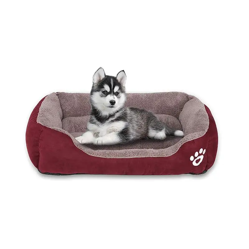 

LemonBest wine red Paw Pet Sofa Dog Beds Waterproof Bottom Soft Fleece Warm Cat Bed House