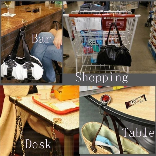 200pcs Blank DIY Foldable Handbag Hanger Bag Purse Hanger folding Hook  Holder for Restaurant shop bar Table - AliExpress