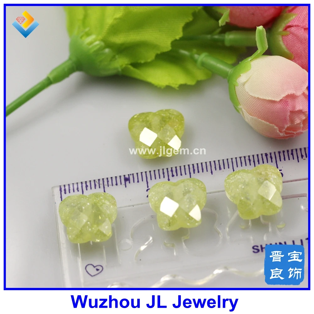 

(5pcs/lot) Hot Sale 13mm Synthetic Olive Yellow Color Ice Zircon Butterfly Shape Beads AAA