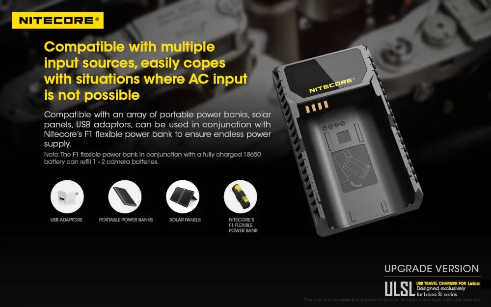 Nitecore ULSL USB зарядное устройство для Leica BP-SCL4 камеры батареи Leica SL Typ 601 серии камеры Модель