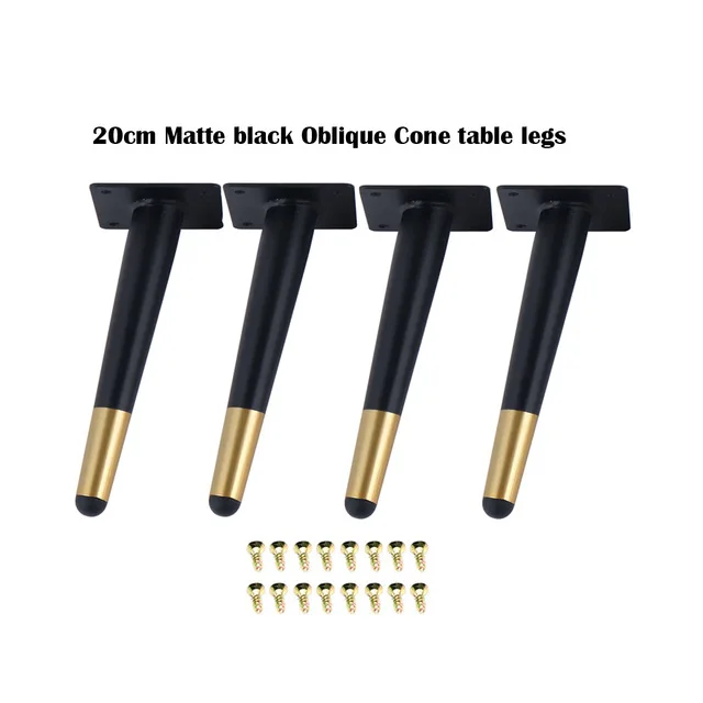 4Pcs Furniture legs Sofa leg Load 900KG Coffee Table TV Stand Stool Chair Leg Hardware Cabinet feet 15/20/25/30CM Tapered Leg - Color: 20cm Black Gold