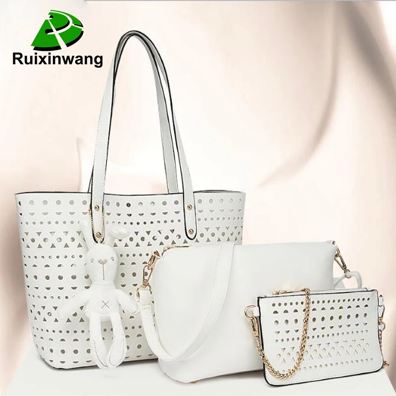 

3pcs/set Handbags Lady's Crossbody Bags Handbags 2018 New Fashion Hollow Clutch Bags Mini White Rabbit Chain Shoulder Bag Lovely