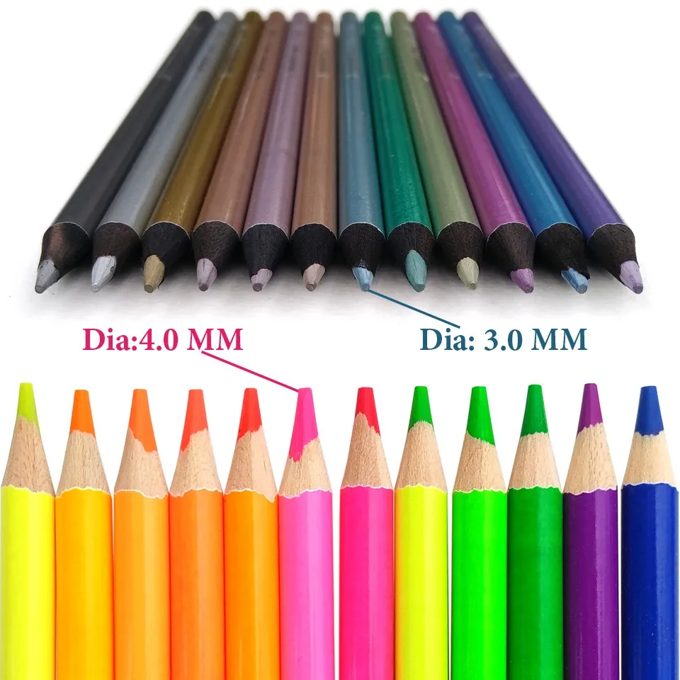 DEDEDE 12 Metallic Pencils+12 Neon  Coloured Pencils-7