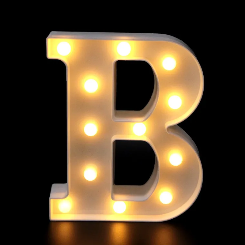 1 шт. 26 букв Белый светодиодный ночной Светильник буквы алфавита лампа для дня рождения Свадебная вечеринка Спальня Настенный декор в форме сердца - Цвет: B