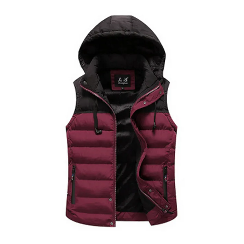 2019 Men's winter vest male winter jacket men's clothing winter waistcoat detachable cap outerwear autumn and winter coat