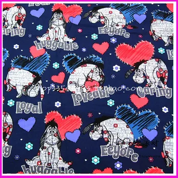 

140*50cm 1pcs New 100%Cotton Fabric Donkey& Love Heart Printed Cotton Fabric Sewing Material Patchwork Cloth DIY Baby Clothes