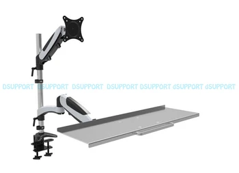 

Ergonomic Aluminum Alloy Gas Spring Sit-Stand Monitor+Keyboard Holder Full Motion Desktop Mounting Arm Monitor Stand Bracket