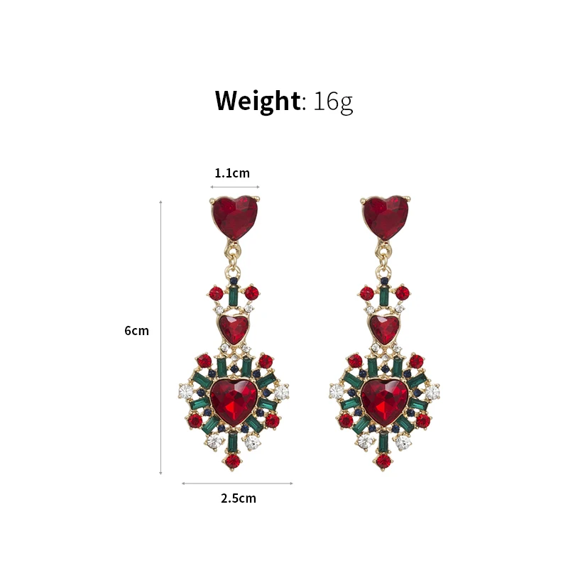 Новые корейские красные полностью хрустальные стразы с сердечком и темпераментом, серьги-подвески для женщин, трендовые ювелирные изделия 5A2032