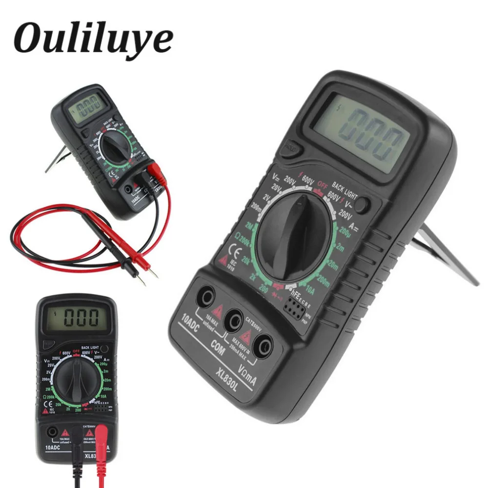 

XL830L LCD Digital Multimeter Current Voltage Tester Backlight AC/DC Resistance Meter Multitester Handheld Electric Multimetro