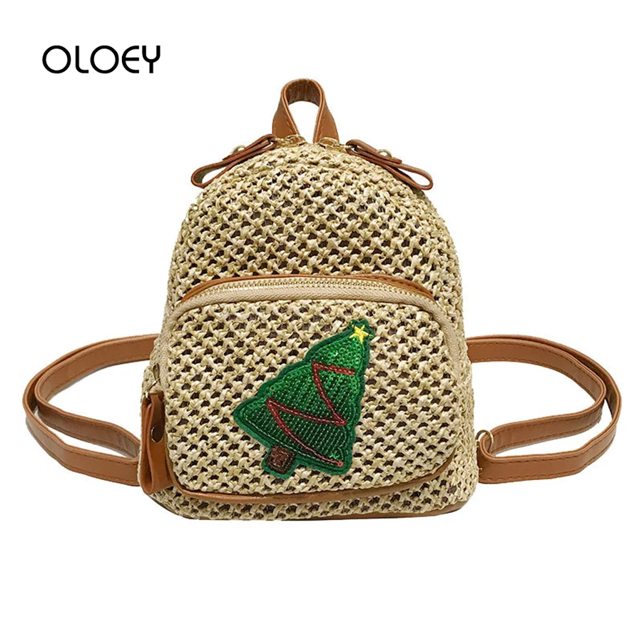 

Summer Straw Backpack Women Purse Weave Hollow Shoulder Bags For Teenage Girl Female Quality Satchel Travel Bags Beach Rucksack