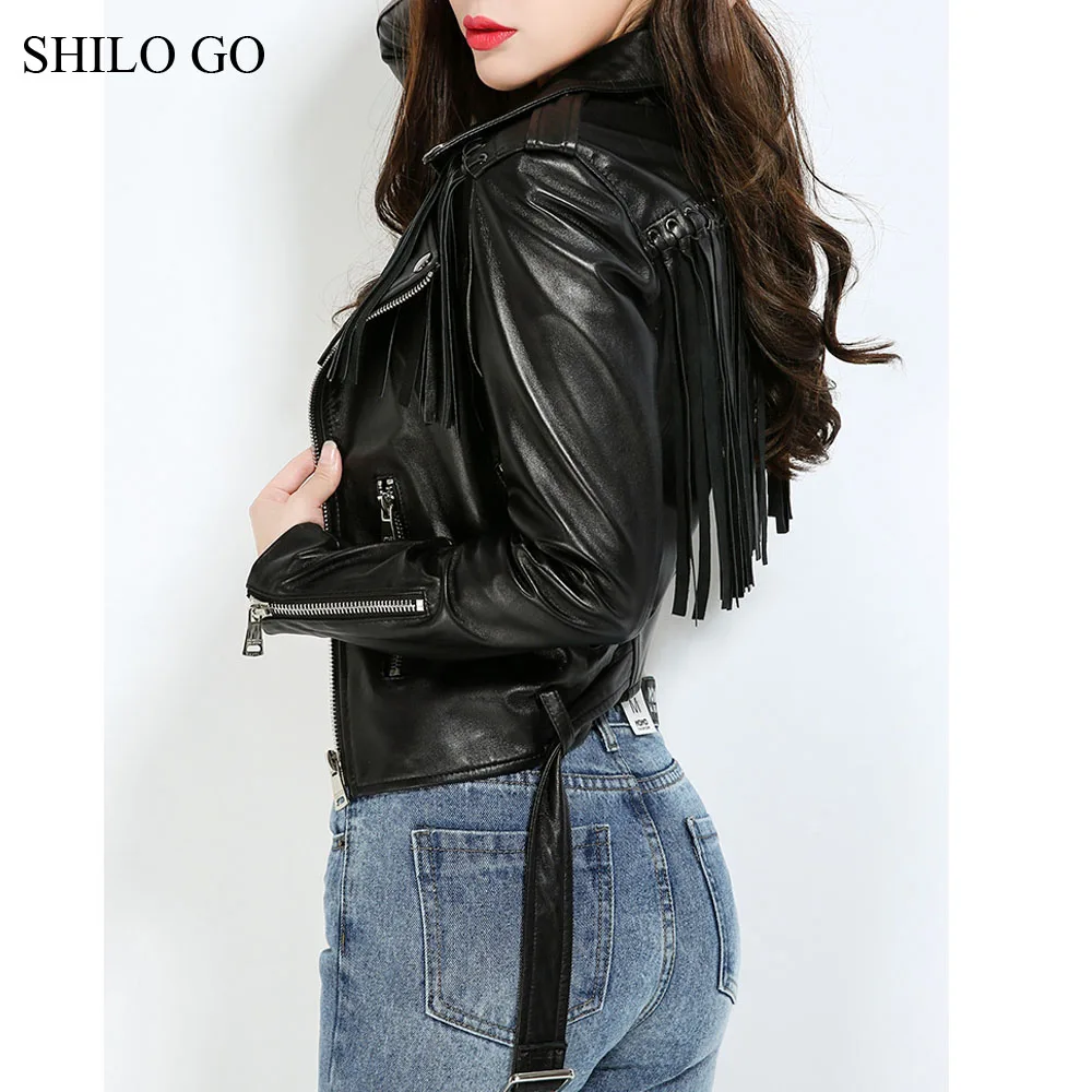 Mode Manteau En Jupe Veste Automne Femmes Aller Manches Longues Moto Mouton De Fermeture Véritable Revers Gland Éclair Cuir Shilo Peau gfqx0Uq