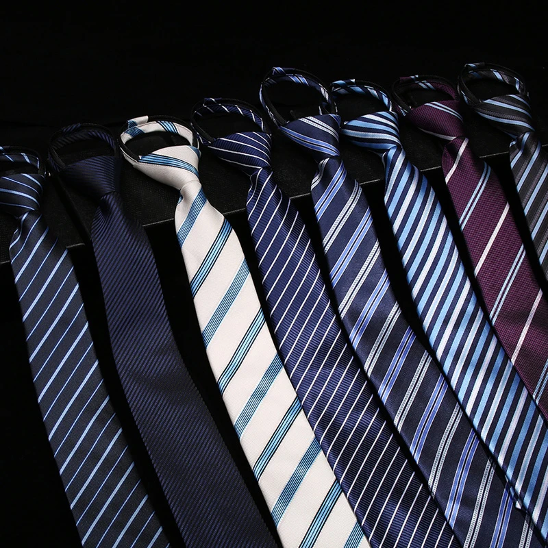 7 см галстук с молнией для мужчин синий полосатый на молнии Галстуки формальный рабочий галстук мужской деловой костюм галстук Gravata простой легко тянет