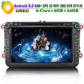 

8" DAB+ for VW Golf PASSAT Polo Android 8.0 Autoradio SatNav Car CD player GPS DVR DTV WiFi 3G GPS Bluetooth Radio RDS BT SD