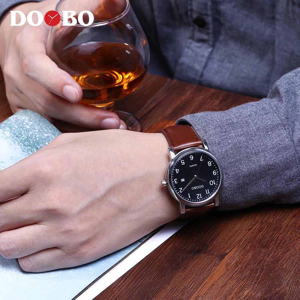 DOOBO оригинальные мужские кварцевые часы Reloj Hombre кожаные деловые часы мужские часы с хронографом армейские военные часы спортивные для мужчин