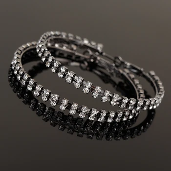 

YFJEWE Fashion Women Rhinestone Double Crystal 55mm Circle Hoop Earrings Gun Black Party Earrings Jewelry Accessories E162
