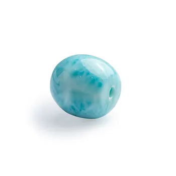

Natural Blue Larimar Gemstone Water Pattern Barrel Shape Necklace Pendant Bead Women Men 14.5x14mm