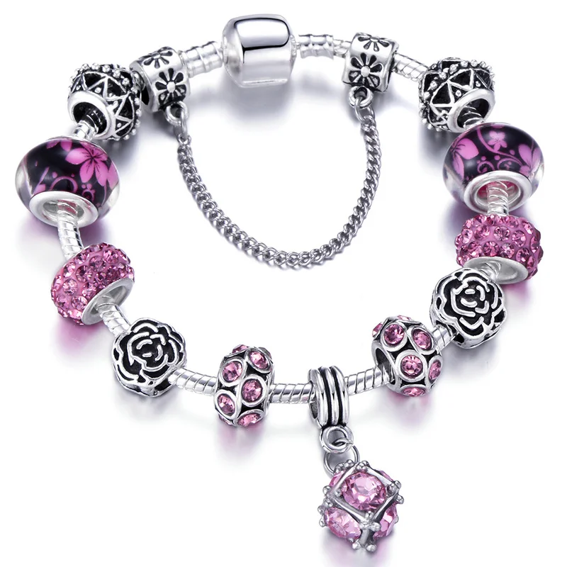 HOMOD подлинный посеребренный 925 бусин в форме короны, брелок с кристаллами в виде сердца, браслет подходит для брендовых браслетов для женщин, ювелирные изделия DIY - Окраска металла: A8