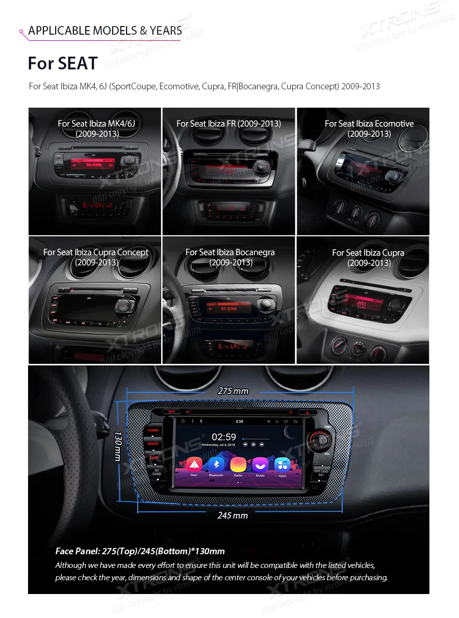 Best 7" Android 8.1 Radio GPS WIFI Car DVD Player for Seat Ibiza MK4 6J SportCoupe Ecomotive Cupra 2009 2010 2011 2012 2013 2