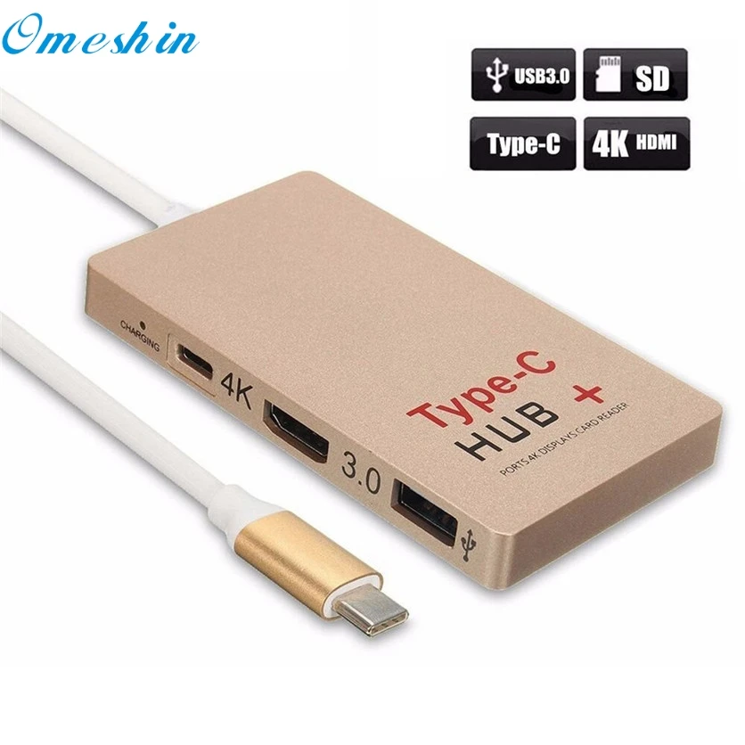 

New Multifunction 6-Ports Usb 3.1 type c HUB SD Card Reader U-disk 4K HDTV USB Data Cable for Macbook Pro Mac Drop Shipping