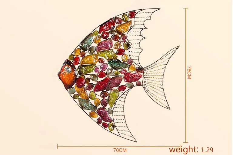 Железная продукция, настенные подвесные украшения в форме рыбы, настенные украшения для телевизора, домашний декор, настенные украшения