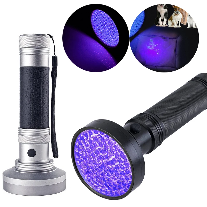 

High quality UV Flashlight 100 LED Blacklight 395nm UV Light Invisible Torch for Pet Stains Hunting Marker Checker