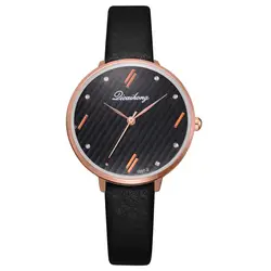 Роскошные для женщин простой модный ремень часы Мода Досуг набор шнека кожа Нержавеющая сталь кварцевые часы