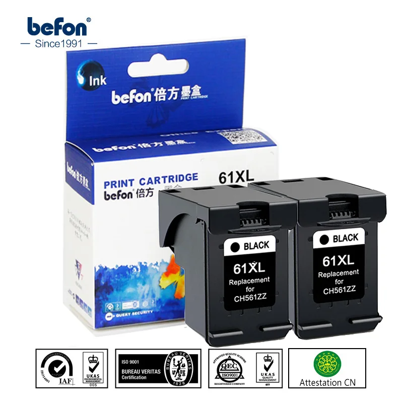befon X2 61 XL Cartridge Replacement for HP 61 HP61 Ink Cartridge for ...