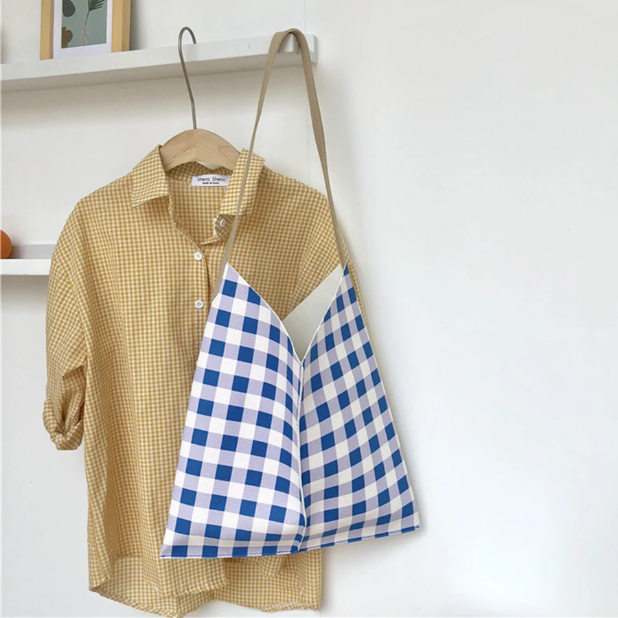 

Lager Capacity Plaid Pattern Composite Bag For Ladies Vintage Pu Leather Totes Female Casual Daily Wild Shoulder Bag Summer New
