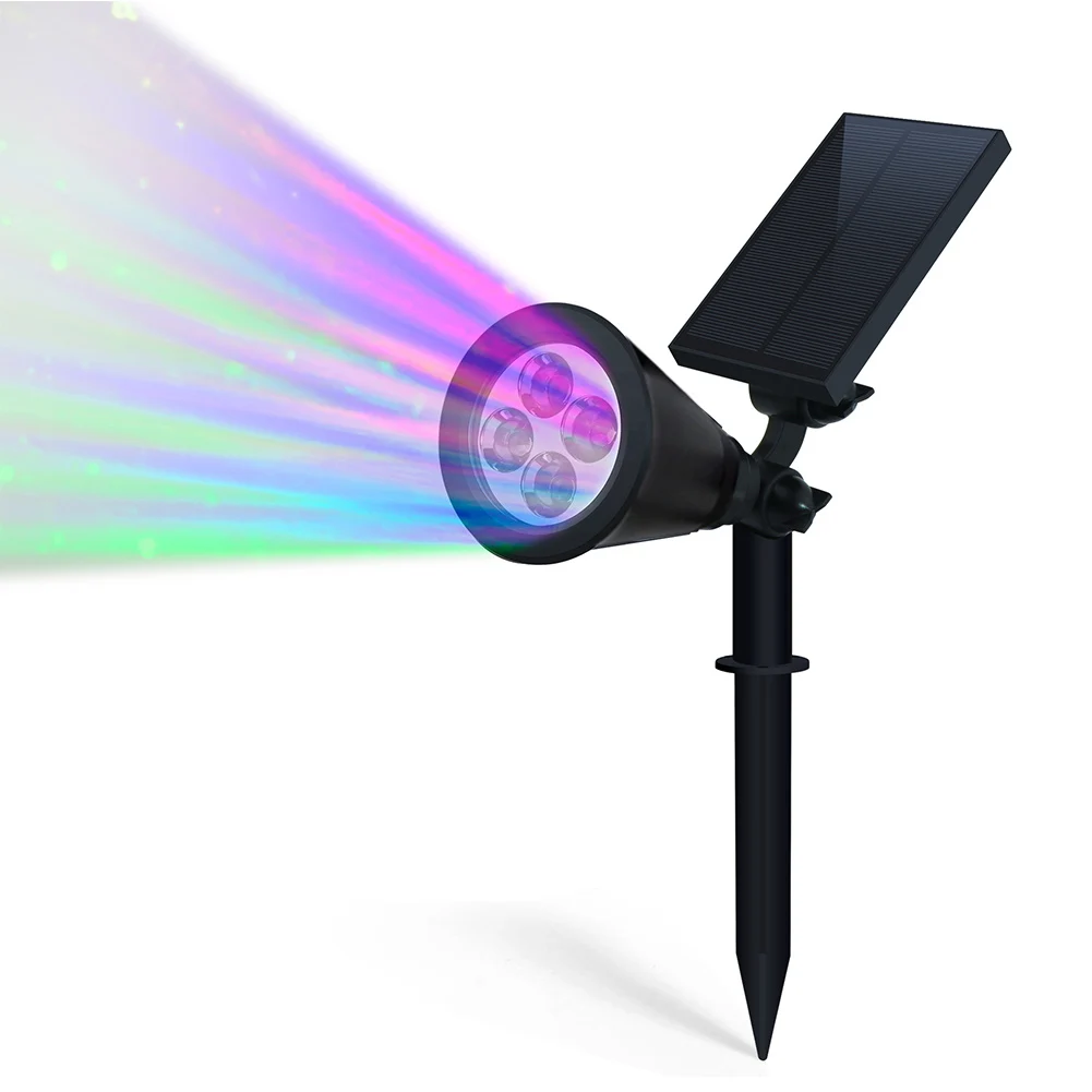 

HGhomeart Solar LED180 degrees rotating colorful spotlight wall plug dual water waterproof lawn lamp outdoor garden lights
