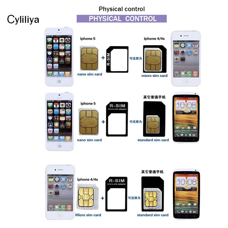 Cyliliya Noosy Nano адаптер для сим-карты 4 в 1 адаптер Micro-SIM с извлекающим контактным ключом Розничная упаковка для iPhone 5/5s 500 комплектов(2000 шт