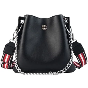 

Women bag Bucket Bag Women PU Leather Shoulder Bags Brand Designer with Colorful Strap Ladies Crossbody messenger Bags purse