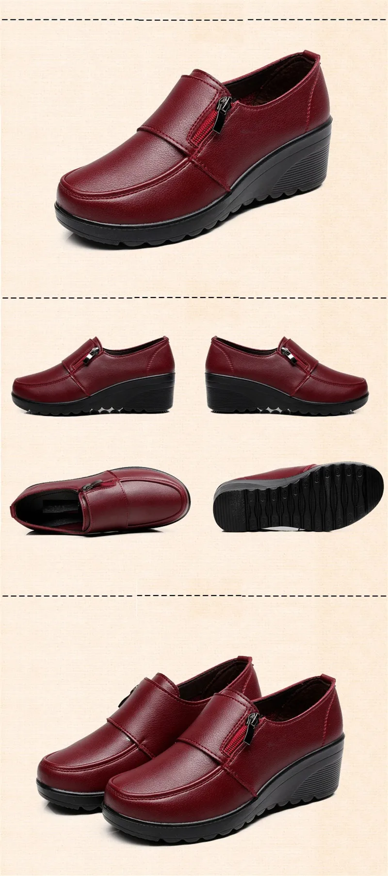 CEYANEAO/модные женские туфли-лодочки; сезон весна-осень; женская повседневная обувь из натуральной кожи на танкетке; обувь на высоком каблуке для мам