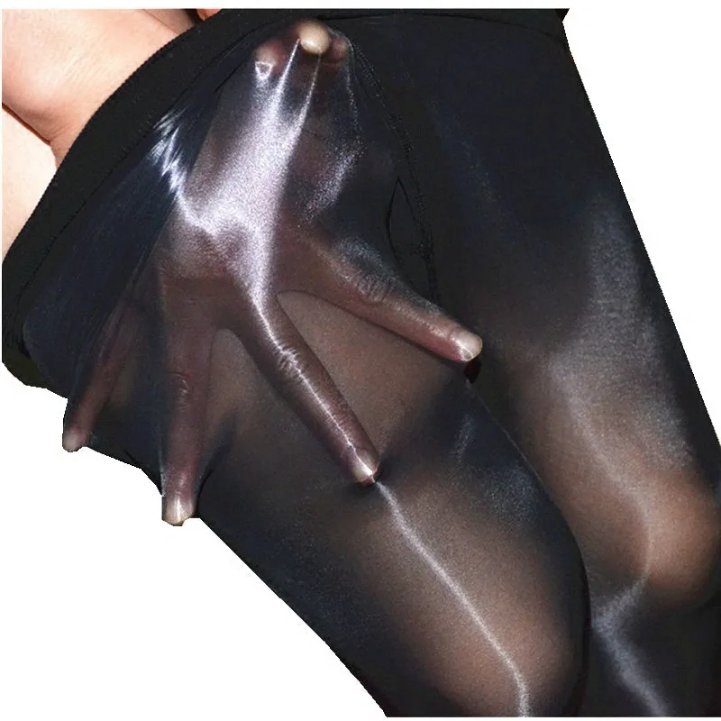 

High Waist Oil Shiny Tights for Women Lingerie Hot Ultrathin 1-Line Gloss Sexy Pantyhose 2019 Sheer Nylon Bling Stockings Medias