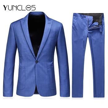 

YUNCLOS Business Suits Men's Wedding Slim Fit Suits Single Button Male Formal Suits 2 Pieces Prom Suits with Pant For Men