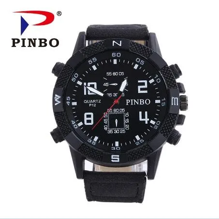 

2017 Sport Men's Watches Top Brand Luxury Men's Watches Leather Men's Big Dial Casual Quartz Watch Men's Business Watches Clock