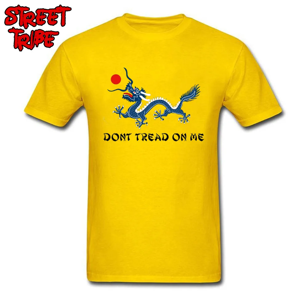 2018 Hot Sale Men's T Shirt O Neck Short Sleeve Cotton Gift Tops & Tees Comics Tshirts Wholesale DONT TREAD ON ME QING DYNASTY CHINA EMPIRE GAD yellow