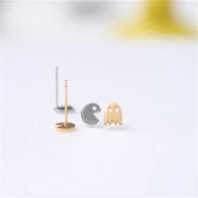 Корейские милые серьги крошечный хирургическая сталь Pacman или Pac Man сообщению серьги. Pacman серьги стержня для женщин специальный магазин