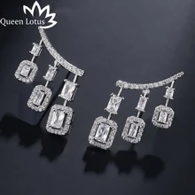 Queen Lotus New Arrival Trendy AAA Zircon Earring for Women Girls 925 Sterling Silver Needle Wedding Drop Earrings Jewlery