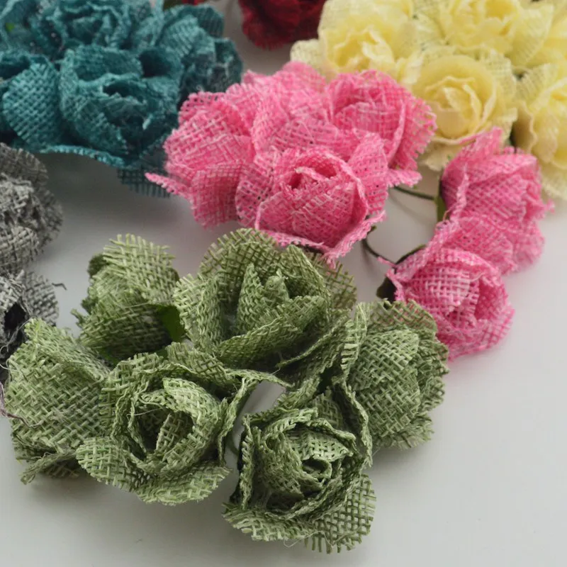 6 шт. декоративные джутовые цветы для дома свадьбы скрапбукинга|flower bouquet|artificial flower