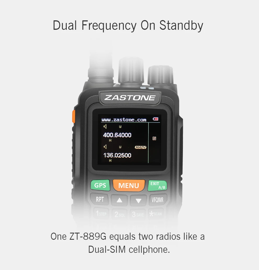 Zastone 889 г gps SOS портативная рация 10 Вт 3000 мАч VHF/UHF 400-520/134-174 МГц 999CH Ham Радио коммуникатор трансивер