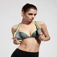 New Designer Zipper Sport Bra Breathable Anti-sweat Sports Bra Polyester+Nylon+Spandex Elasticity Top Fitness Running Sport Bra
