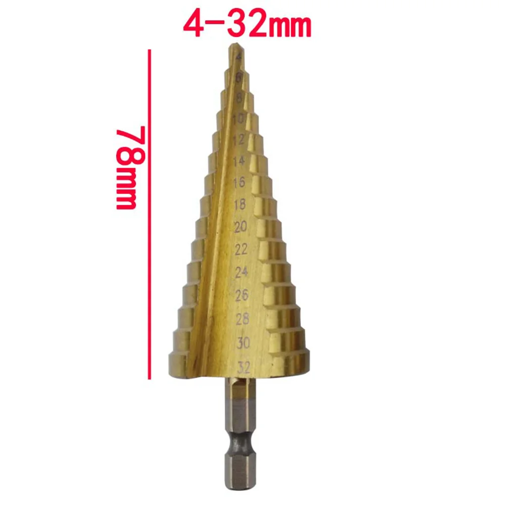 

Tacklife 4-32 mm HSS Titanium Coated Core Drill Bit Step Drill Bit Power Tools for Metal High Speed Steel Wood Hole Drill Bit