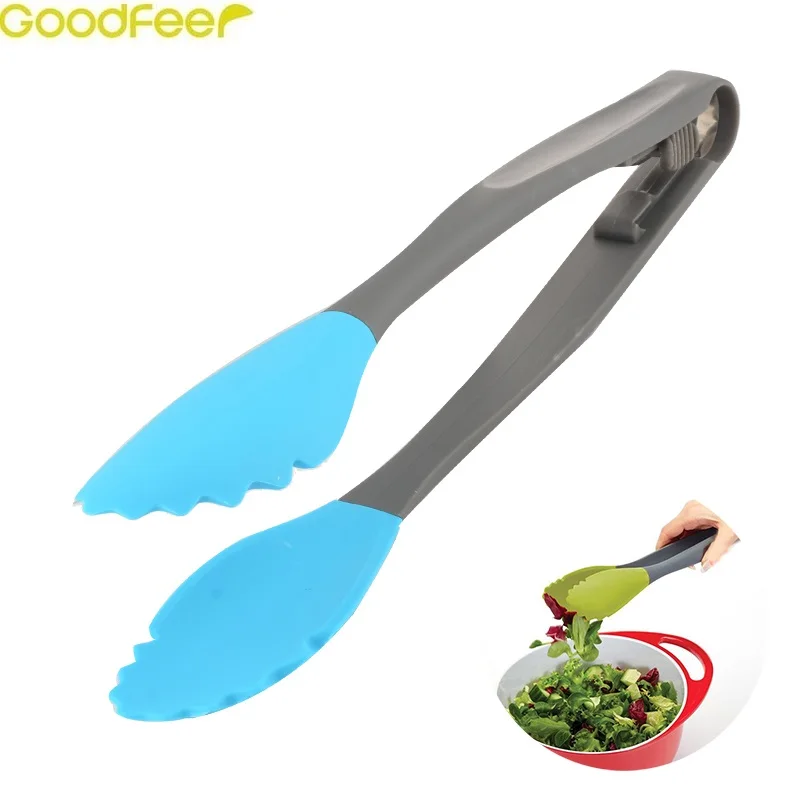 Goodfeer 12 Inch Silicone Tongs BBQ Tongs with Nylon Handle Salad Meat
