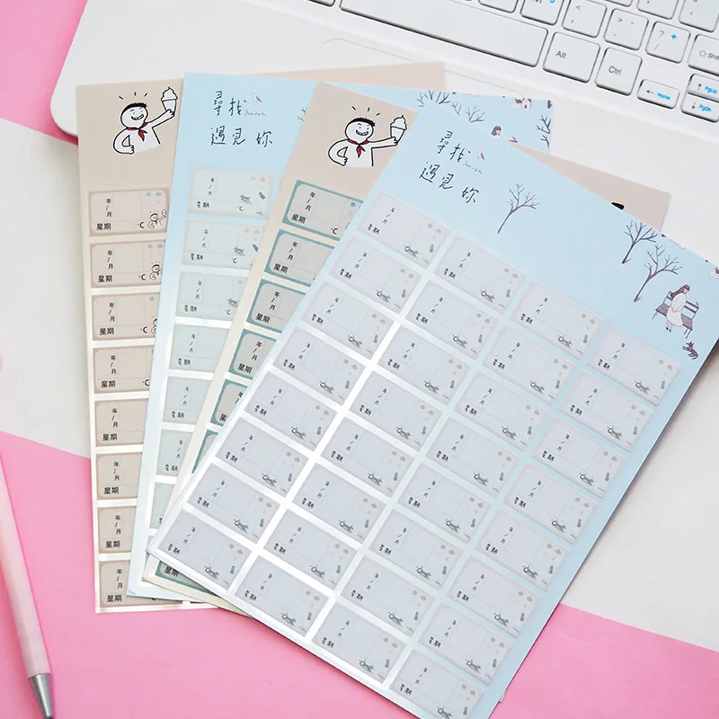 4 листа календарные наклейки бумага DIY наклейки мерные Декоративные наклейки для дневника скрапбукинга календаря ярлычки для записной книжки