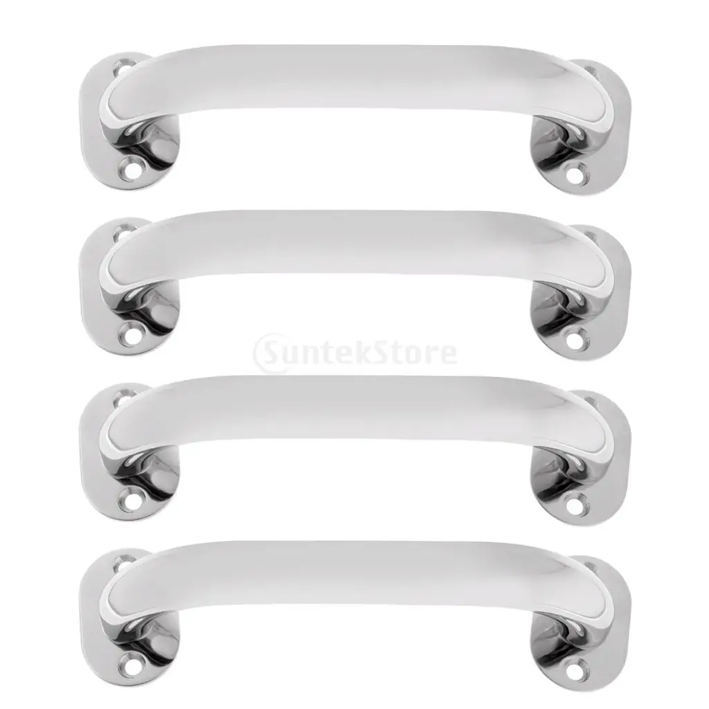 

4 Pcs Boat Polished Stainless Steel Handrail 9" Round Grab Handle Marine Yacht / RV