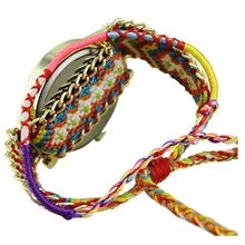 Girls Dreamcatcher Weave Bracelet Watches Blue+Pink