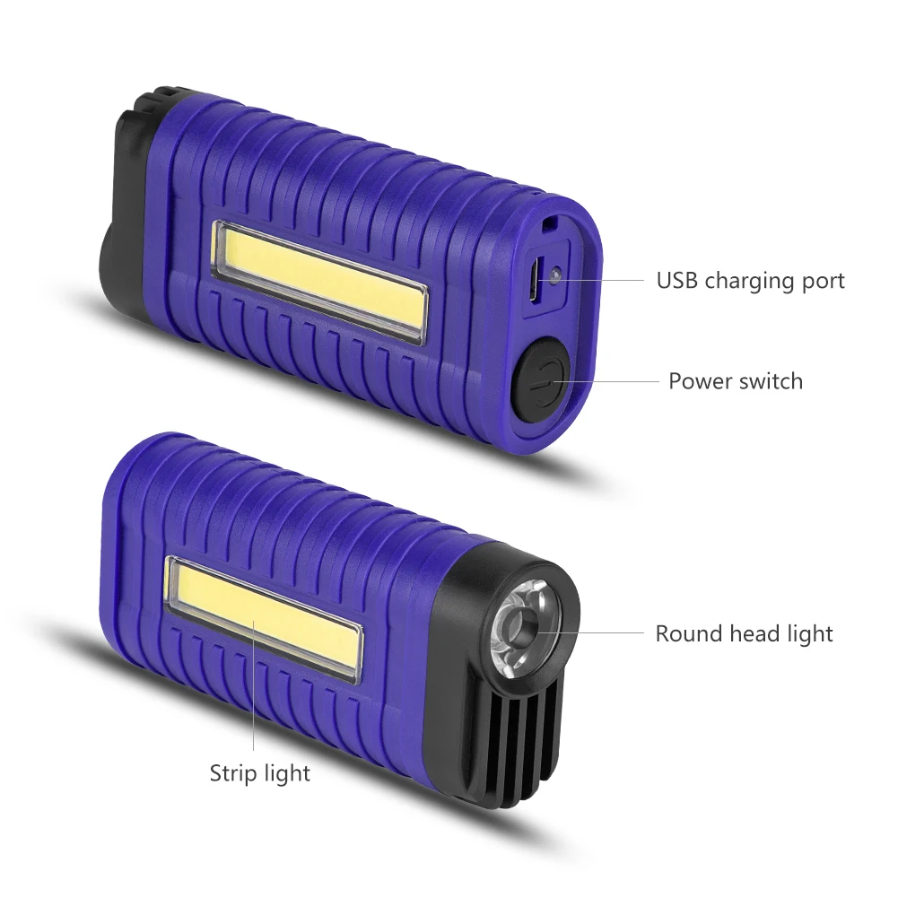 COB светодиодный светильник, работающий от USB, перезаряжаемый, проверка фонаря, ручной фонарь, фонарь для кемпинга, палатки, фонарь с аккумулятором, карманный зажим