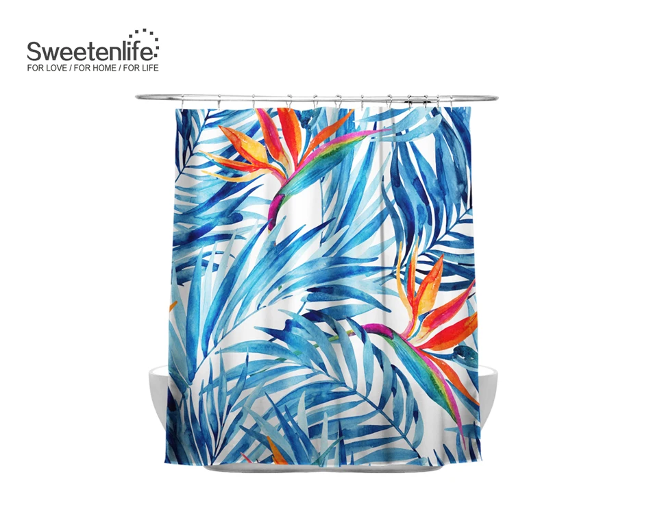 Sweetenlife 180x180 см с рисунком птиц и цветов, занавески для ванной, высокое качество, занавески для душа, экологичные, водонепроницаемые занавески, 12 крючков